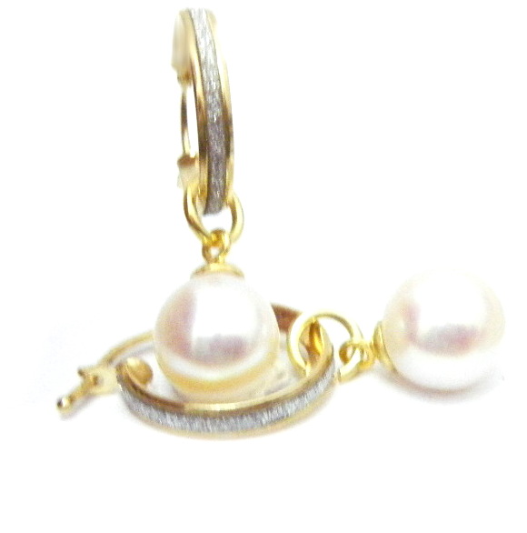 Vermeil Huggies Inlaid with CZs, White 9mm Round Pearls